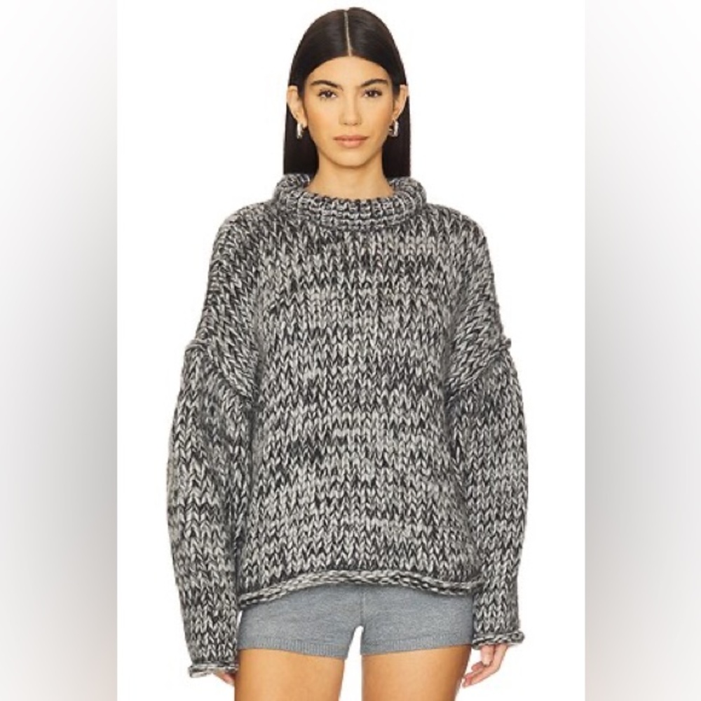 Lunya Charcoal and White Turtleneck Sweater